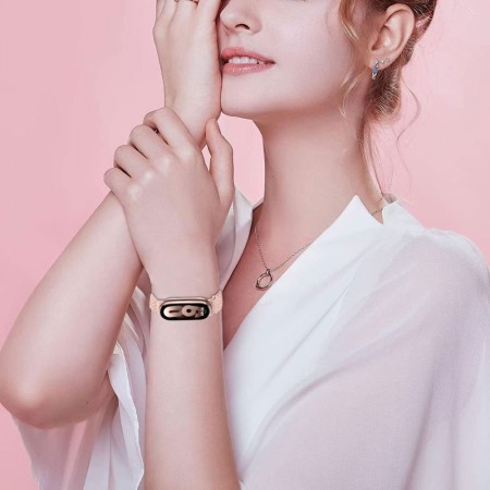 Curea Smartwatch pentru Xiaomi Mi Band 8 / 8 NFC / 9 / 9 NFC, Nailon W032, Dusty Rose