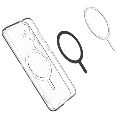 Husa pentru Samsung Galaxy S24 Spigen Crystal Hybrid OneTap Ring MagSafe, White