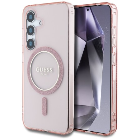 Husa pentru Samsung Galaxy S25 - Guess IML Glitter Circle MagSafe - Pink