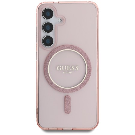 Husa pentru Samsung Galaxy S25 - Guess IML Glitter Circle MagSafe - Pink