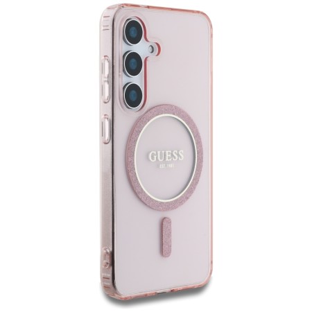 Husa pentru Samsung Galaxy S25 - Guess IML Glitter Circle MagSafe - Pink
