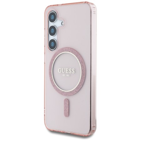 Husa pentru Samsung Galaxy S25 - Guess IML Glitter Circle MagSafe - Pink