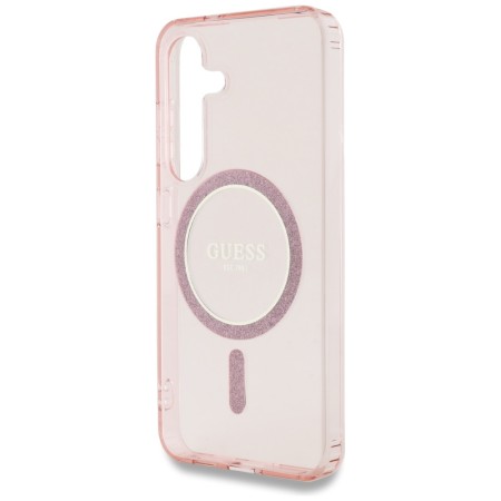 Husa pentru Samsung Galaxy S25 - Guess IML Glitter Circle MagSafe - Pink