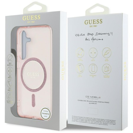 Husa pentru Samsung Galaxy S25 - Guess IML Glitter Circle MagSafe - Pink