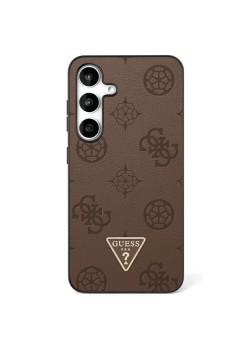 Husa pentru Samsung Galaxy S25 Ultra - Guess Peony Grained Hot Stamp Triangle Logo MagSafe - Brown