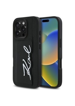 Husa iPhone 16 Pro Max - Karl Lagerfeld Hardcase Leather Cardslot - Metal Signature