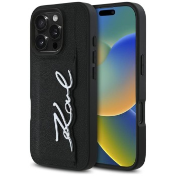Husa iPhone 16 Pro Max - Karl Lagerfeld Hardcase Leather Cardslot - Metal Signature
