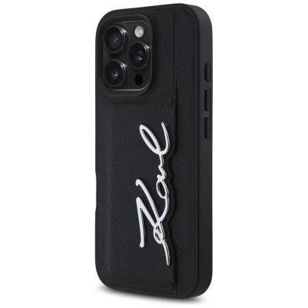 Husa iPhone 16 Pro Max - Karl Lagerfeld Hardcase Leather Cardslot - Metal Signature