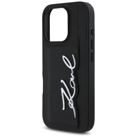 Husa iPhone 16 Pro Max - Karl Lagerfeld Hardcase Leather Cardslot - Metal Signature