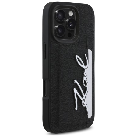 Husa iPhone 16 Pro Max - Karl Lagerfeld Hardcase Leather Cardslot - Metal Signature