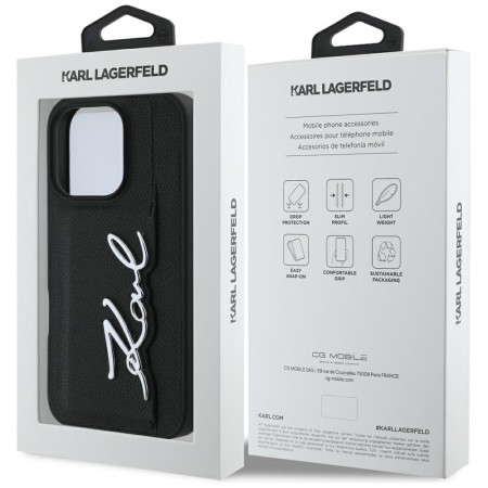 Husa iPhone 16 Pro Max - Karl Lagerfeld Hardcase Leather Cardslot - Metal Signature