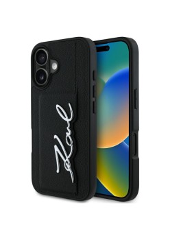 Husa iPhone 16 - Karl Lagerfeld Hardcase Leather Cardslot - Metal Signature