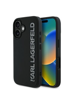 Husa pentru iPhone 16 - Karl Lagerfeld 3D Design - Rubber Elongated Glitter Logo