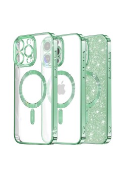 Husa pentru iPhone 13 Pro Max - Techsuit Luxury Glitter MagSafe - Light Green