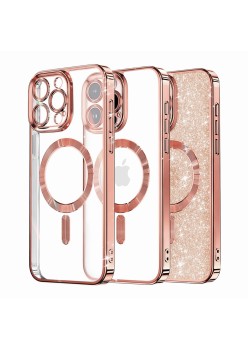 Husa pentru iPhone 13 Pro Max - Techsuit Luxury Glitter MagSafe - Rose Gold