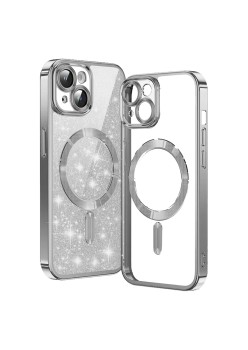 Husa pentru iPhone 14 Plus - Techsuit Luxury Glitter MagSafe - Silver