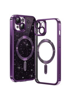 Husa pentru iPhone 14 Plus - Techsuit Luxury Glitter MagSafe - Deep Purple