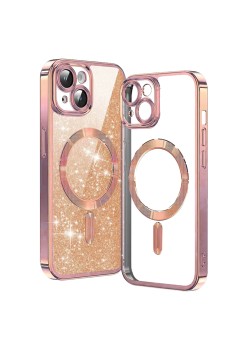 Husa pentru iPhone 14 Plus - Techsuit Luxury Glitter MagSafe - Rose Gold