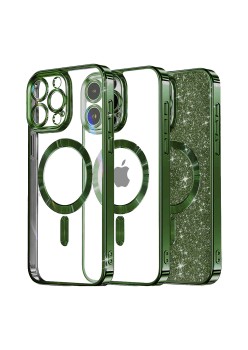 Husa pentru iPhone 14 Pro - Techsuit Luxury Glitter MagSafe - Deep Green