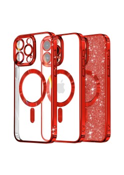Husa pentru iPhone 14 Pro - Techsuit Luxury Glitter MagSafe - Red