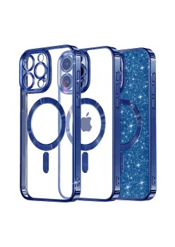 Husa pentru iPhone 14 Pro - Techsuit Luxury Glitter MagSafe - Deep Blue