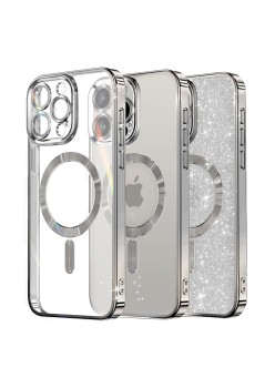 Husa pentru iPhone 14 Pro - Techsuit Luxury Glitter MagSafe - Silver