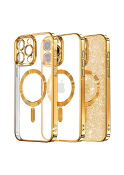 Husa pentru iPhone 14 Pro - Techsuit Luxury Glitter MagSafe - Gold