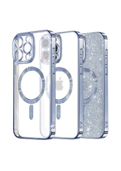 Husa pentru iPhone 14 Pro - Techsuit Luxury Glitter MagSafe - Light Blue