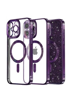 Husa pentru iPhone 14 Pro - Techsuit Luxury Glitter MagSafe - Deep Purple