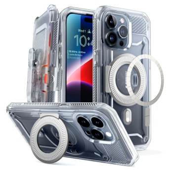 Husa pentru iPhone 15 Pro, Unicorn Beetle Pro, Supcase, Protecție Antișoc, MagSafe, Clear
