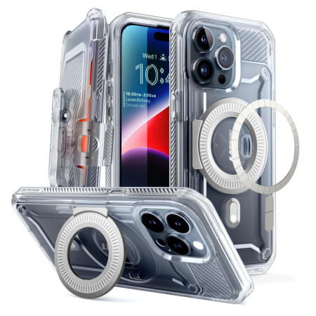 Husa pentru iPhone 15 Pro, Unicorn Beetle Pro, Supcase, Protecție Antișoc, MagSafe, Clear