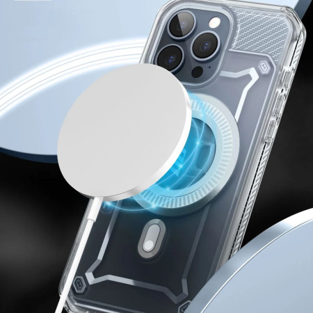Husa pentru iPhone 15 Pro, Unicorn Beetle Pro, Supcase, Protecție Antișoc, MagSafe, Clear