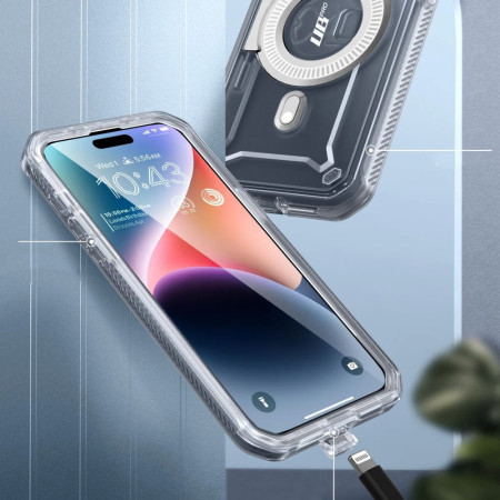 Husa pentru iPhone 15 Pro, Unicorn Beetle Pro, Supcase, Protecție Antișoc, MagSafe, Clear