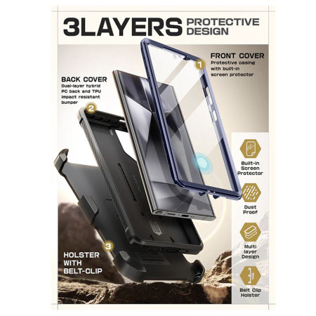 Husa pentru Samsung Galaxy S24 Ultra, Unicorn Beetle Pro, Supcase, Protecție Antișoc, Bumper, Blue Ripple