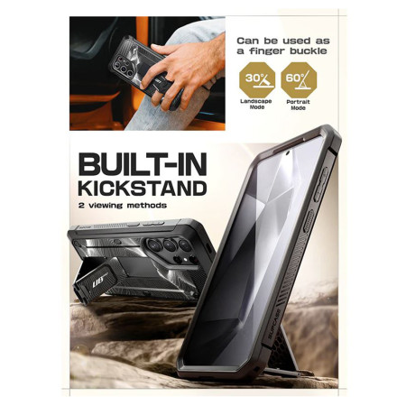 Husa pentru Samsung Galaxy S24 Ultra, Unicorn Beetle Pro, Supcase, Protecție Antișoc, Bumper, Black Ripple