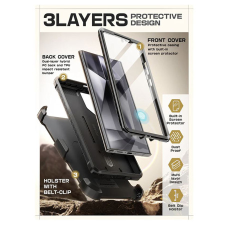 Husa pentru Samsung Galaxy S24 Ultra, Unicorn Beetle Pro, Supcase, Protecție Antișoc, Bumper, Black Ripple