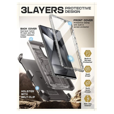Husa pentru Samsung Galaxy S24 Ultra, Unicorn Beetle Pro, Supcase, Protecție Antișoc, Bumper, Frost Black