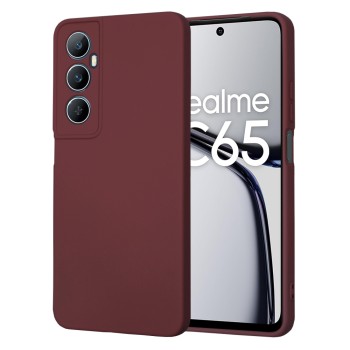 Husa Premium din Silicon pentru Realme C65 - SoftFlex, Microfibra, Plum Red