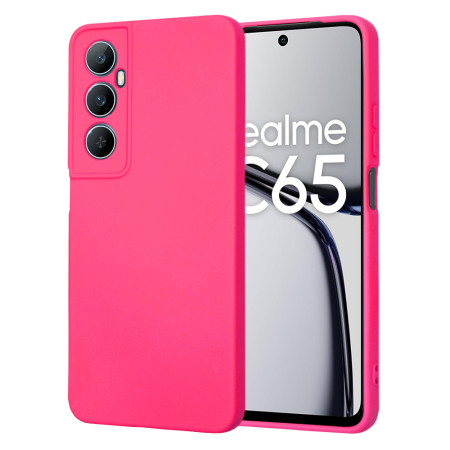 Husa Premium din Silicon pentru Realme C65 - SoftFlex, Microfibra, Hot Pink