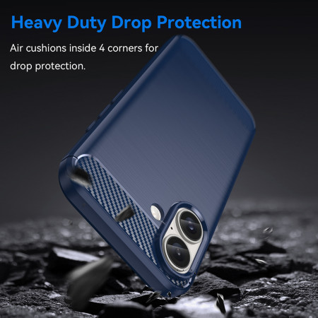 Husa Carbon pentru iPhone 16, Tech Protects Anti-Soc, Blue