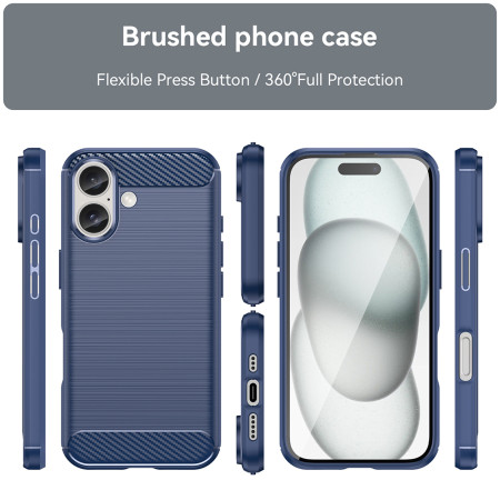 Husa Carbon pentru iPhone 16, Tech Protects Anti-Soc, Blue