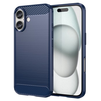 Husa Carbon pentru iPhone 16 Plus, Tech Protects Anti-Soc, Blue