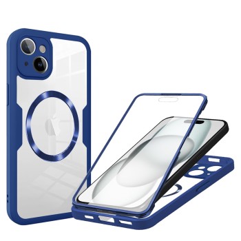 Husa pentru iPhone 15 cu Folie, ColorVerse 360 MagSafe, Blue