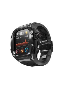 Husa pentru Apple Watch 4 / 5 / 6 / SE (44mm) + Curea - ShellBox Waterproof IP68 - Black