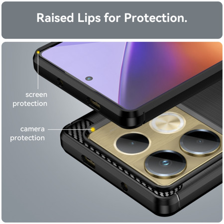 Husa Carbon pentru Infinix Note 40, Tech Protects Anti-Soc, Black