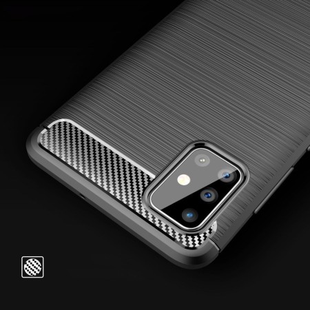 Husa pentru Samsung Galaxy A71 5G - Techsuit Carbon Silicone - Black