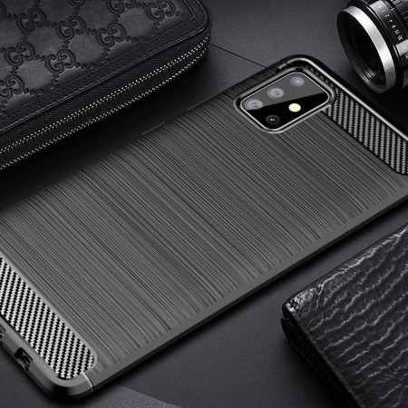 Husa pentru Samsung Galaxy A71 5G - Techsuit Carbon Silicone - Black