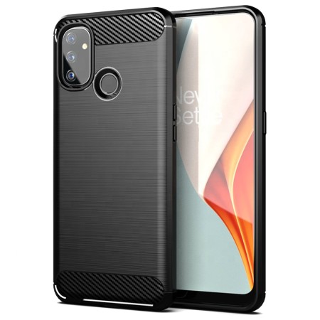 Husa pentru OnePlus Nord N100 - Techsuit Carbon Silicone - Black