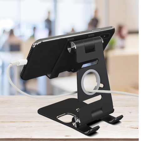 Suport Birou Telefon - Techsuit Adjustable Tablet / Watch Aluminium Stand (RX-2010) - Black