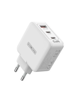 Incarcator priza GaN 3 in 1, USB, 2xType-C, 65W - Duzzona (T9) - White